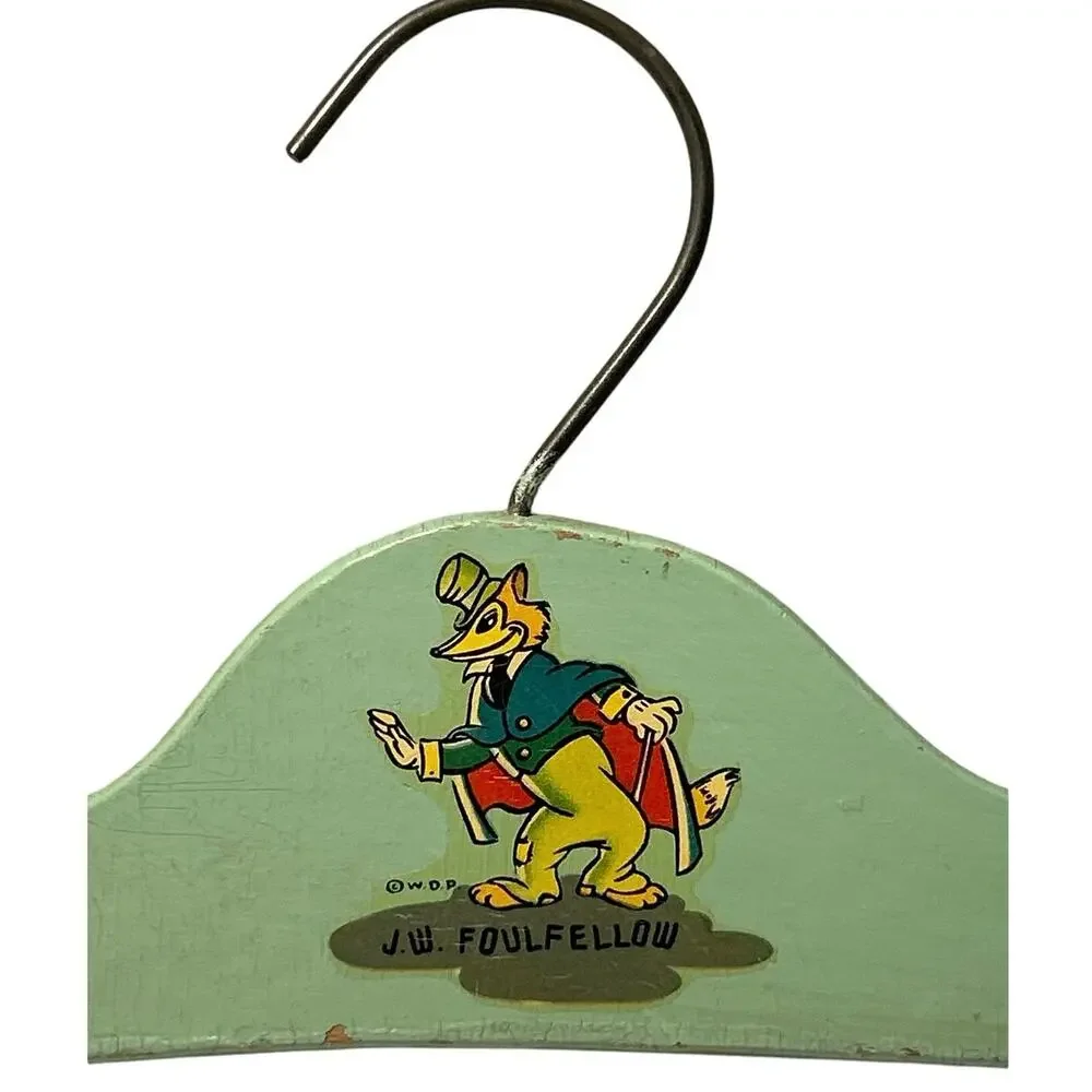 Vtg 50’s/60’s Walt Disney Wooden Hanger Pinochio’s Honest John J.W. FOULFELLOW,